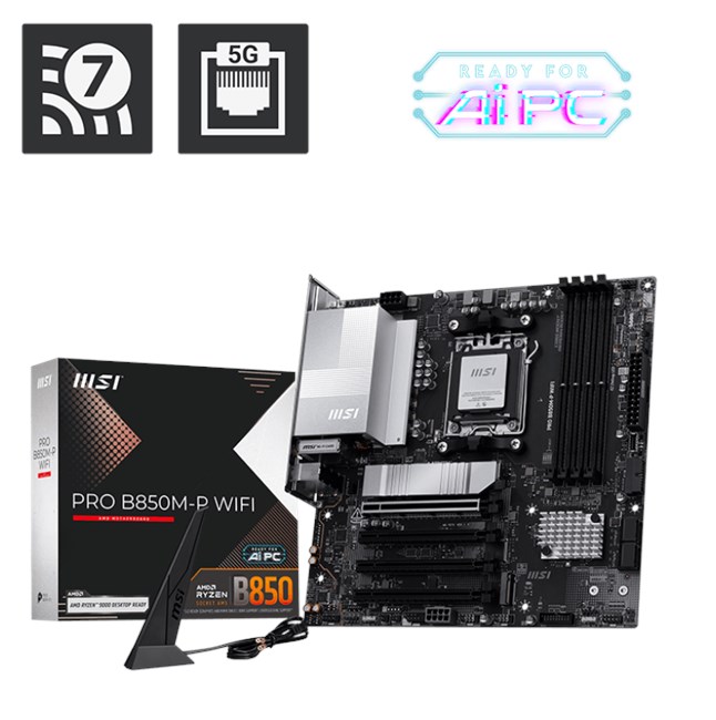 MSI Pro B850M-P Wifi AM5 D5 Hdmi Dp Type-C