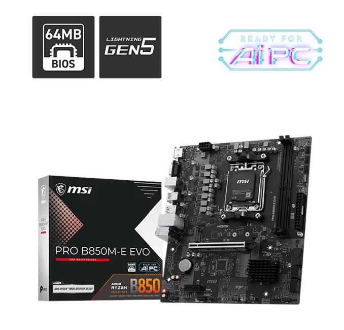 MSI PRO B850M-E EVO AM5 Ryzen D5 HDMI