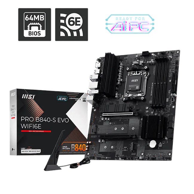 MSI PRO B840-S EVO WIFI6E AM5 D5 Hdmi Type-C