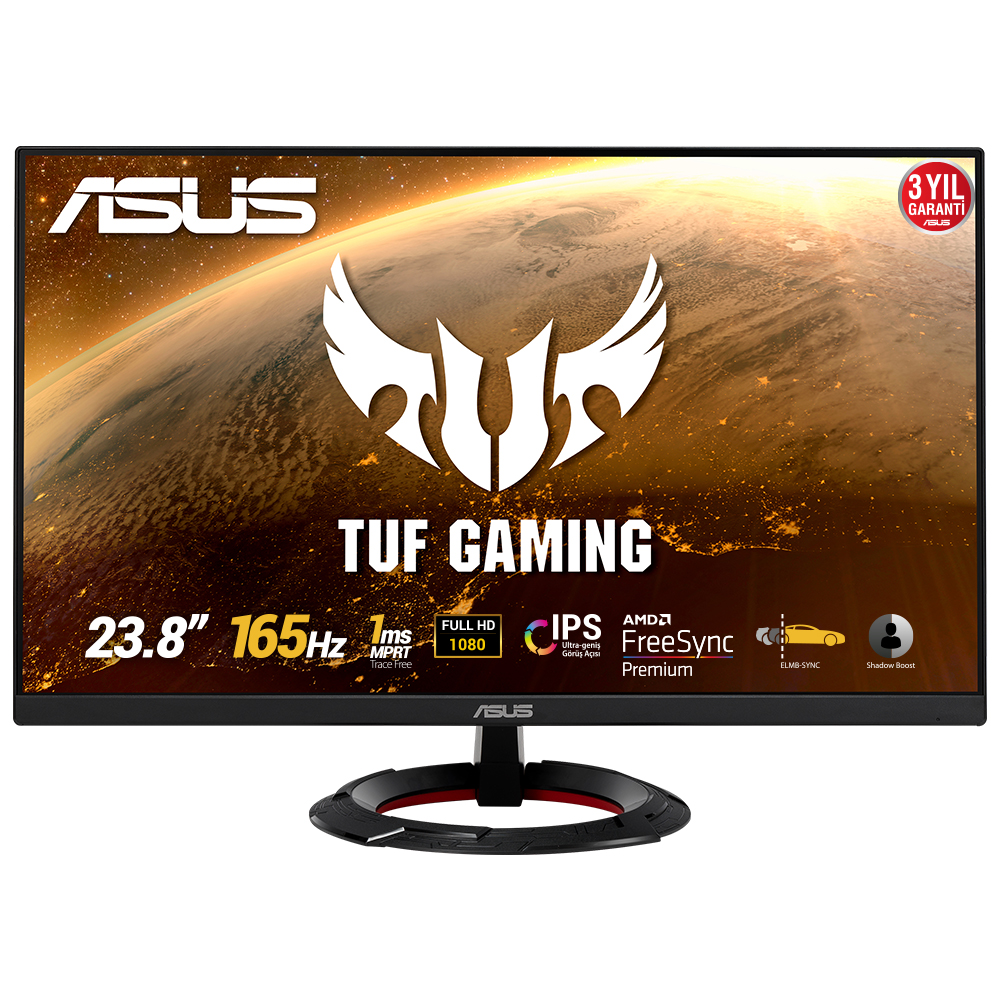 ASUS TUF GAMING VG249Q1R 23.8 IPS FreeSync 1920x1080 1ms 165Hz 250cd DP HDMI Hoparlör VESA 3YIL ELMB SYNC MONİTÖR
