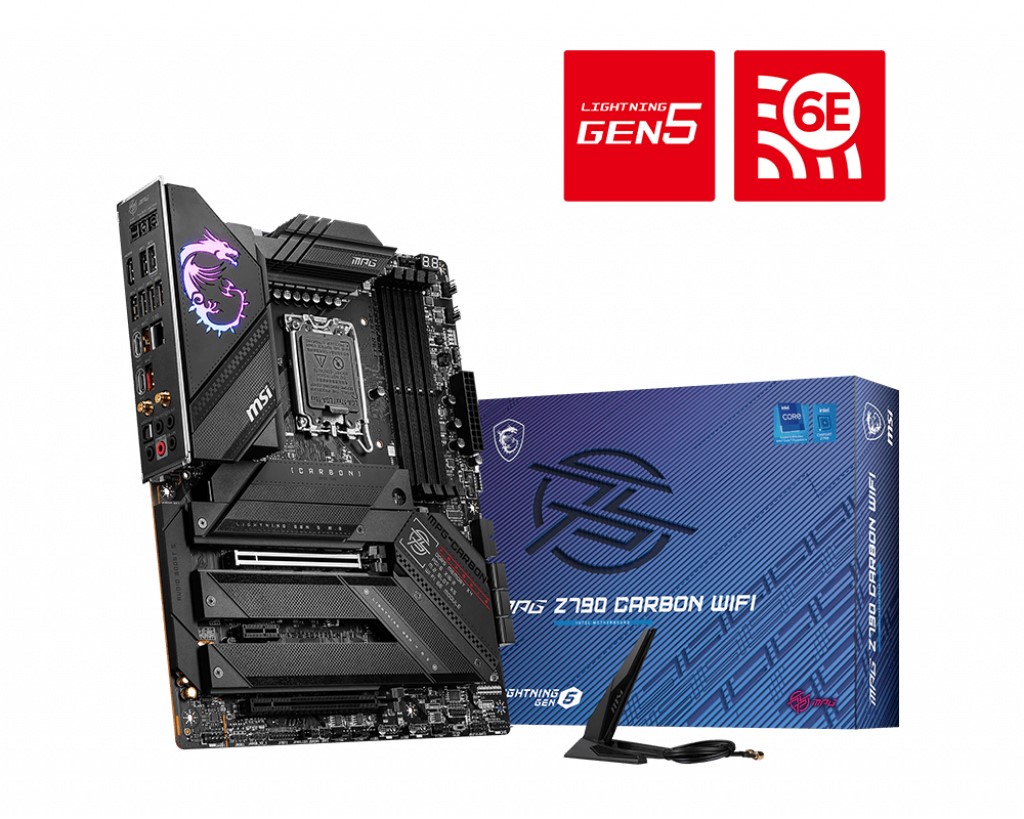 MSI MPG Z790 CARBON WIFI SOKET 1700 DDR5 7600MHZ(OC) PCI-E GEN5 M.2 USB3.2 HDMI 1X2.5G LAN  WI-FI 6E ATX