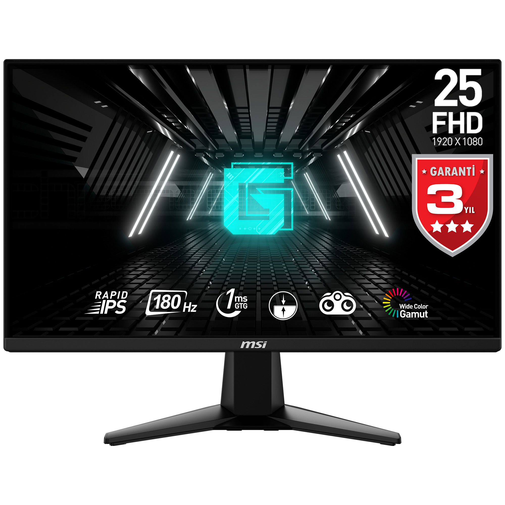 MSI 24.5 G255F 1920x1080 (FHD) 16:9 FLAT RAPID IPS 180HZ 1MS FREESYNC GAMING MONITOR