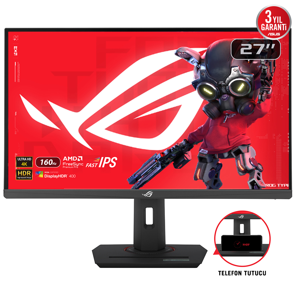 ASUS ROG STRIX XG27UCS 27 FAST IPS FreeSync VE G-SYNC UYUMLU HDR 3840x2160 1ms 160Hz 400cd DP HDMI USB YOK VESA 3YIL ELMB SYNC PIVOT MONİTÖR