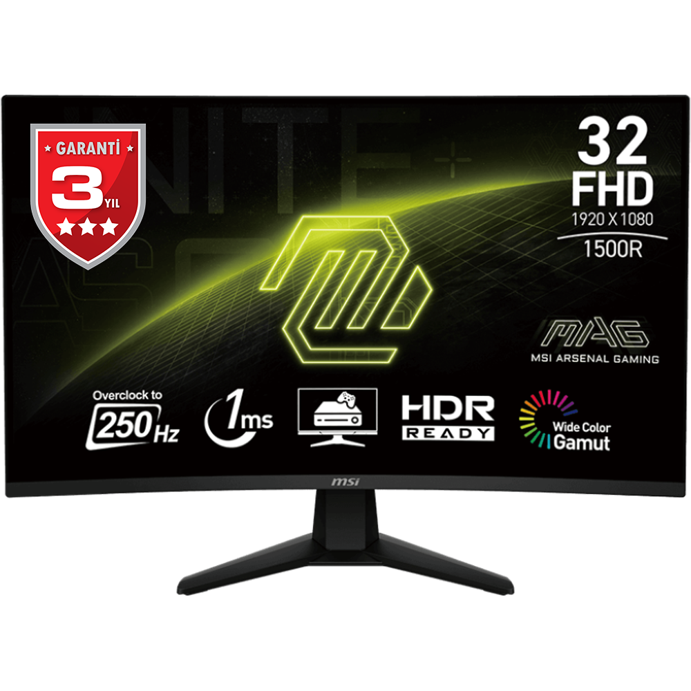 MSI 31.5 MAG 32C6X 1920x1080 (FHD) 16:9 CURVE 1500R VA 250HZ 1MS ADAPTIVE-SYNC GAMING MONITOR