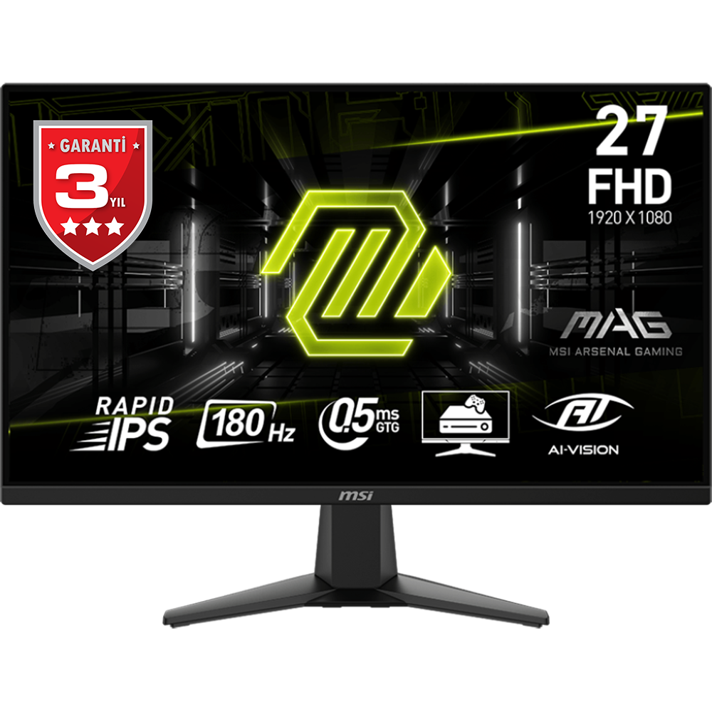 MSI 27 MAG 275F 1920x1080 (FHD) 16:9 FLAT RAPID IPS 180HZ 0.5MS(GTG) ADAPTIVE-SYNC GAMING MONITOR