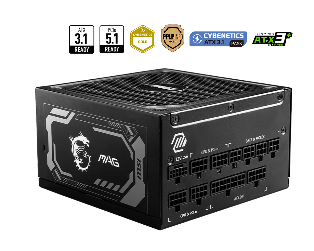 MSI PSU MAG A1000GL PCIE5 1000W 80+ GOLD POWER SUPPLY
