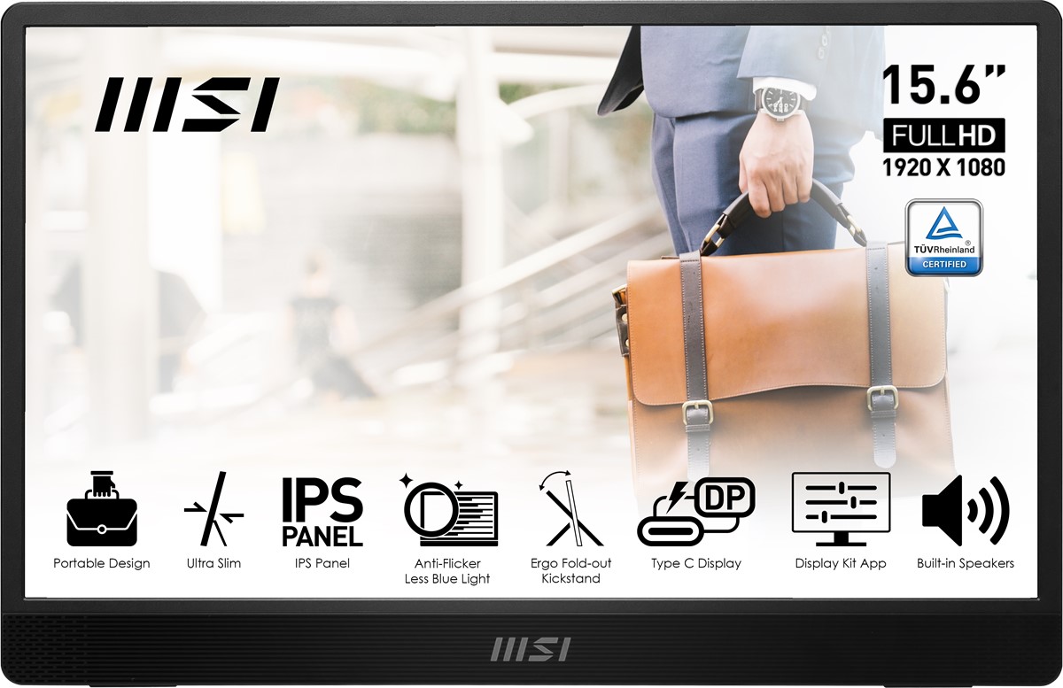 MSI 15.6 PRO MP161 E2U 1920x1080 (FHD) 16:9 FLAT IPS 60HZ 4MS ADAPTIVE-SYNC PORTATIF MONITOR