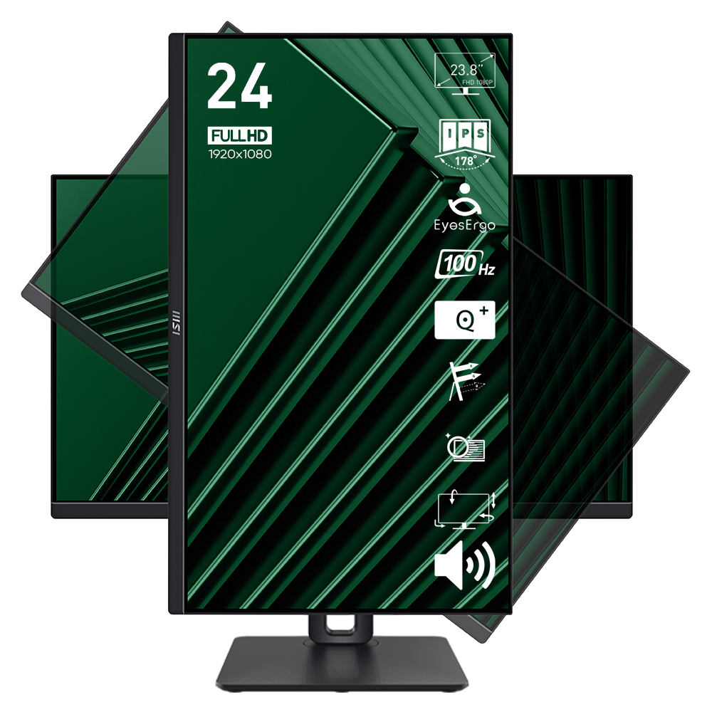 MSI 23.8 PRO MP245PG 1920x1080 (FHD) 16:9 FLAT IPS 100HZ 1MS ADAPTIVE-SYNC PIVOT MONITOR
