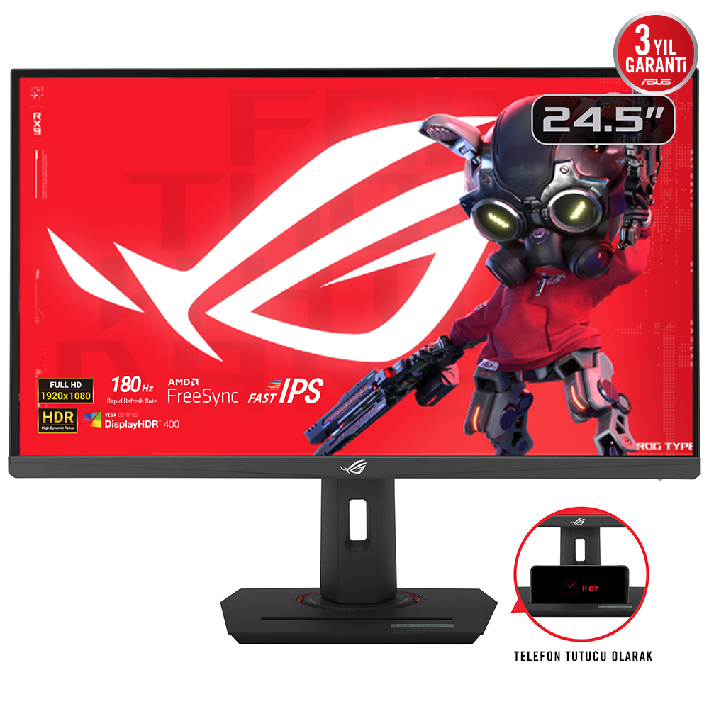 ASUS ROG STRIX XG259CS 24.5 GAMING FAST IPS FREESYNC VE G-SYNC UYUMLU 1920x1080 1ms 180Hz 400cd DP HDMI USB VESA 3YIL ELMB SYNC PIVOT MONİTÖR