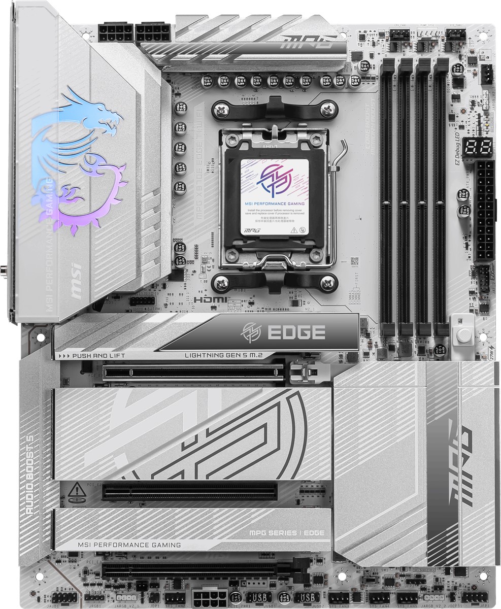 MSI MB MPG X870E EDGE TI WIFI AM5 DDR5 8400MHZ(OC) USB4 4X M.2 HDMI 5G LAN WIFI 7 RGB ATX