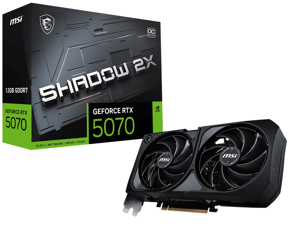 MSI VGA GEFORCE RTX 5070 12G SHADOW 2X OC RTX5070 12GB GDRR7 192B DX12 PCIE 5.0 X16 (3XDP 1XHDMI)