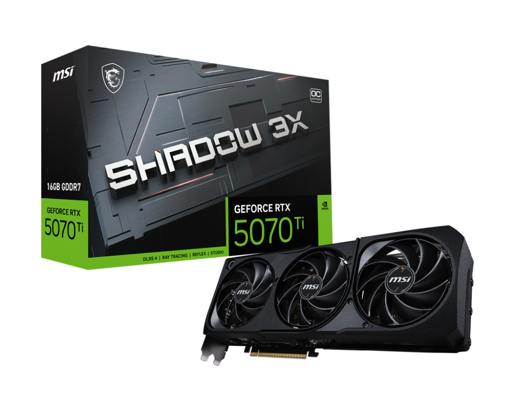 MSI VGA GEFORCE RTX 5070 TI 16G SHADOW 3X OC RTX5070TI 16GB GDRR7 256 B DX12 PCIE 5.0 X16 (3XDP 1XHDMI)