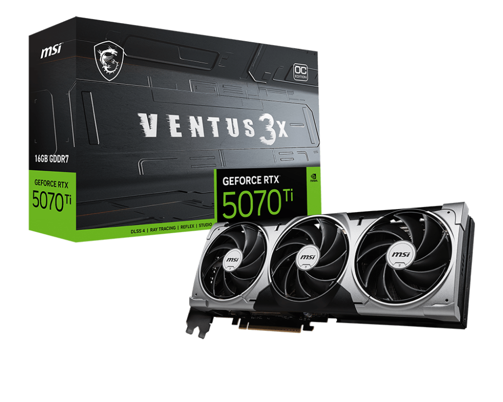 MSI VGA GEFORCE RTX 5070 TI 16G VENTUS 3X OC RTX5070TI 16GB GDRR7 256B DX12 PCIE 5.0 X16 (3XDP 1XHDMI)