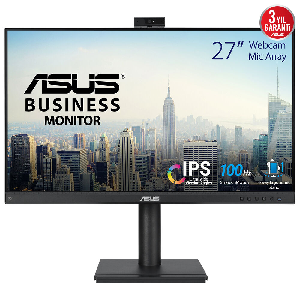 ASUS KURUMSAL BE249QFK 23.8 IPS WEBCAM 1920x1080 5ms 100Hz 250cd DP HDMI VGA Hoparlör VESA 3YIL 99% sRGB  DÜŞÜK MAVİ IŞIK  EYE CARE  PİVOT MONİTÖR