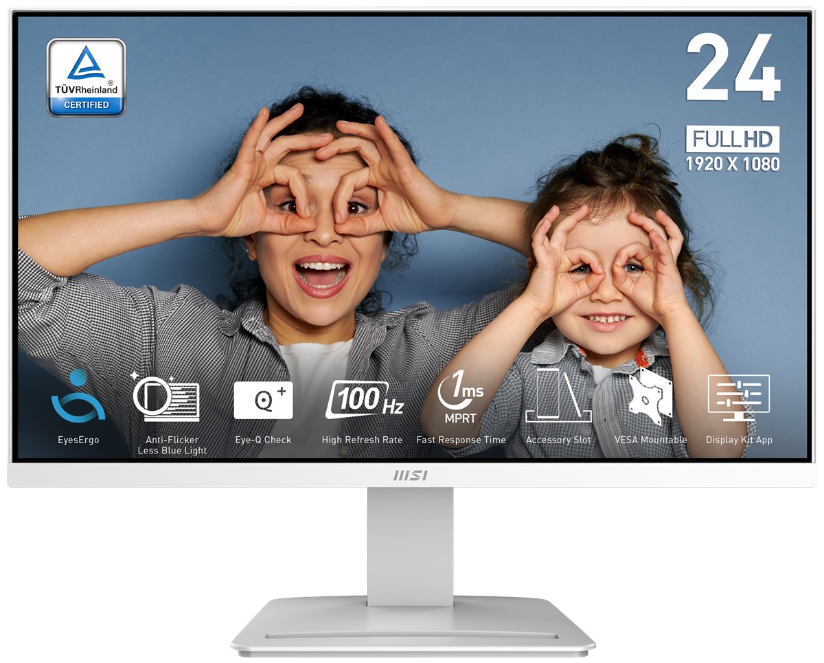 MSI 23.8 PRO MP2412W 1920x1080 (FHD) 16:9 FLAT VA 100HZ 1MS ADAPTIVE-SYNC BEYAZ MONITOR