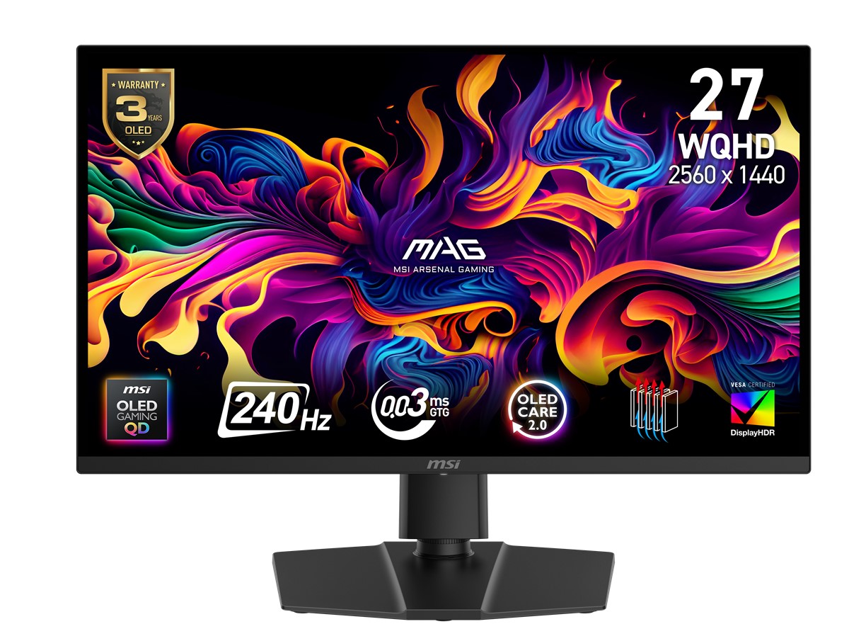 MSI 26.5 MAG 271QP QD-OLED X24 2560 x 1440 (WQHD) 16:9 FLAT QD-OLED  240HZ 0.03MS (GTG) ADAPTIVE-SYNC PIVOT GAMING MONITOR
