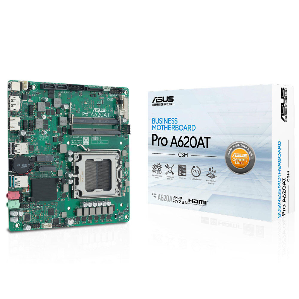 ASUS MB PRO A620AT-CSM AMD A620 AM5 DDR5 6400 DP HDMI M2 USB3.2 THIN MINI ITX LVDS BAĞLANTI ASUS MB CONTROL CENTER EXPRESS LISANSI