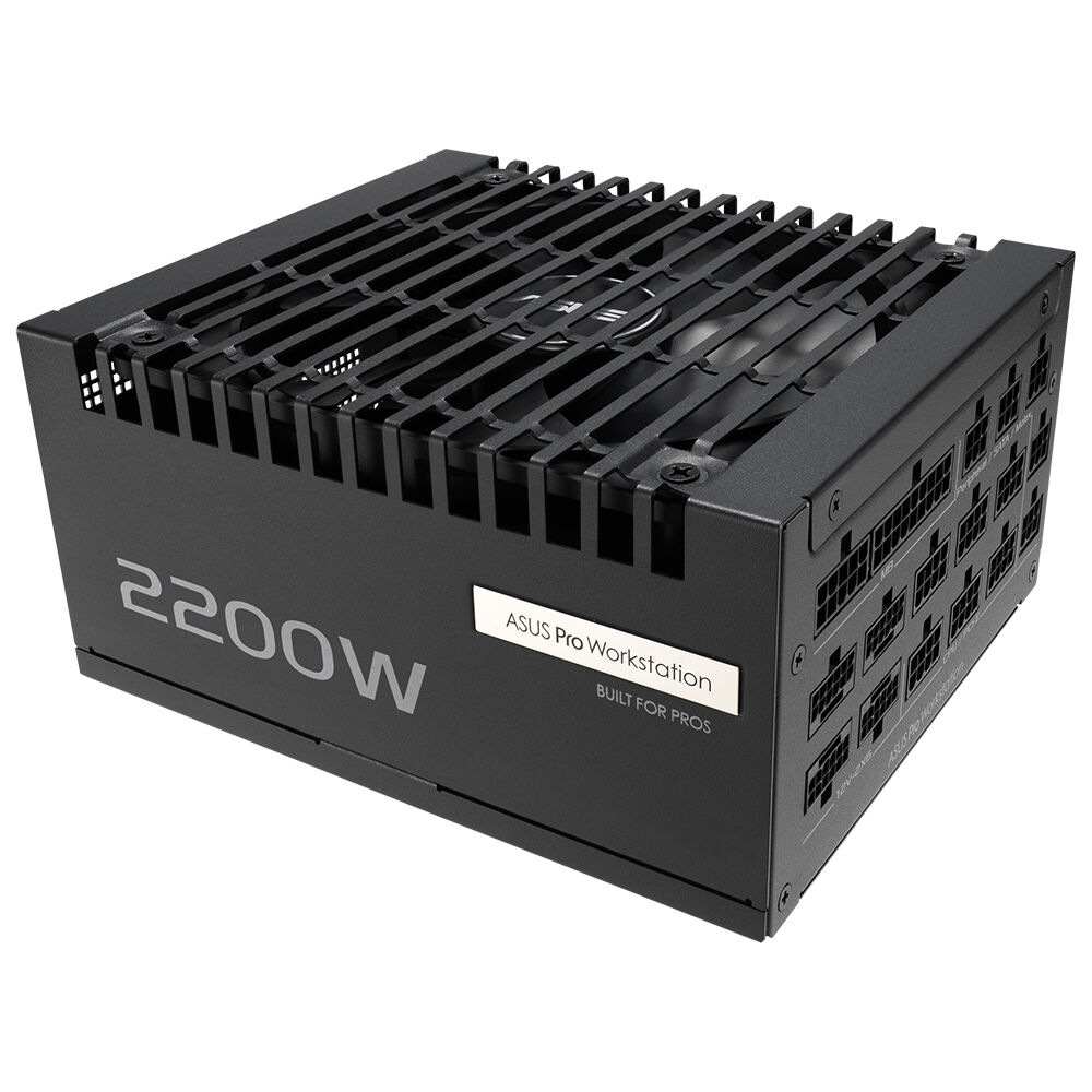 ASUS PRO WS 2200W PLATINUM PSU, GELİŞMİŞ GÜÇ DAĞITIMI VE DÖRT EKRAN KARTI DESTEĞİYLE AĞIR AI GÖREVLERİ İÇİN TASARLANMIŞTIR.