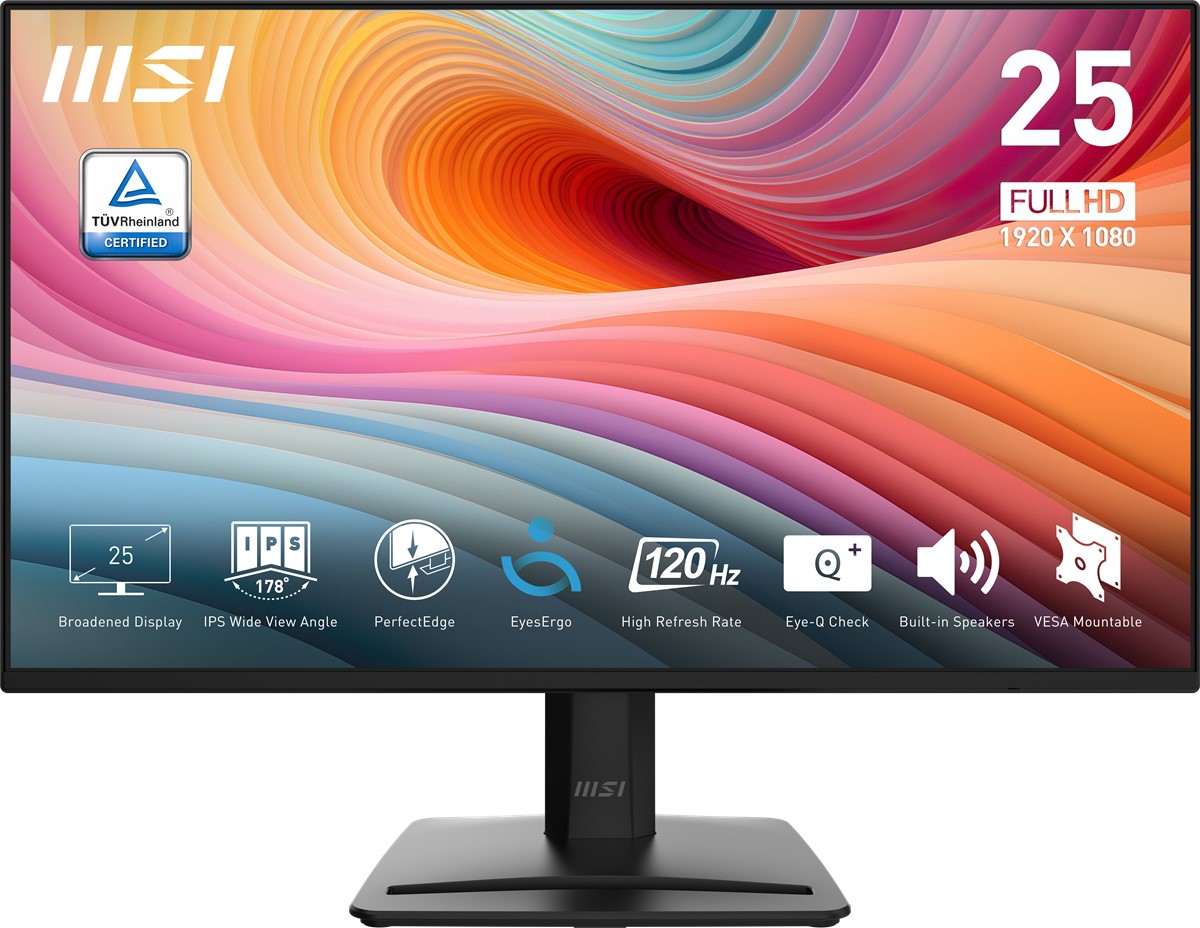 MSI 24.5 PRO MP252 E2 1920x1080 (FHD) 16:9 FLAT IPS 120HZ 1MS ADAPTIVE-SYNC MONITOR