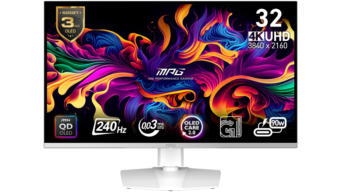 MSI 31.5 MPG 321URXW QD-OLED 3840x2160 (UHD) 16:9 FLAT QD-OLED 240HZ 0.03MS G-SYNC COMPATIBLE  BEYAZ GAMING MONITOR