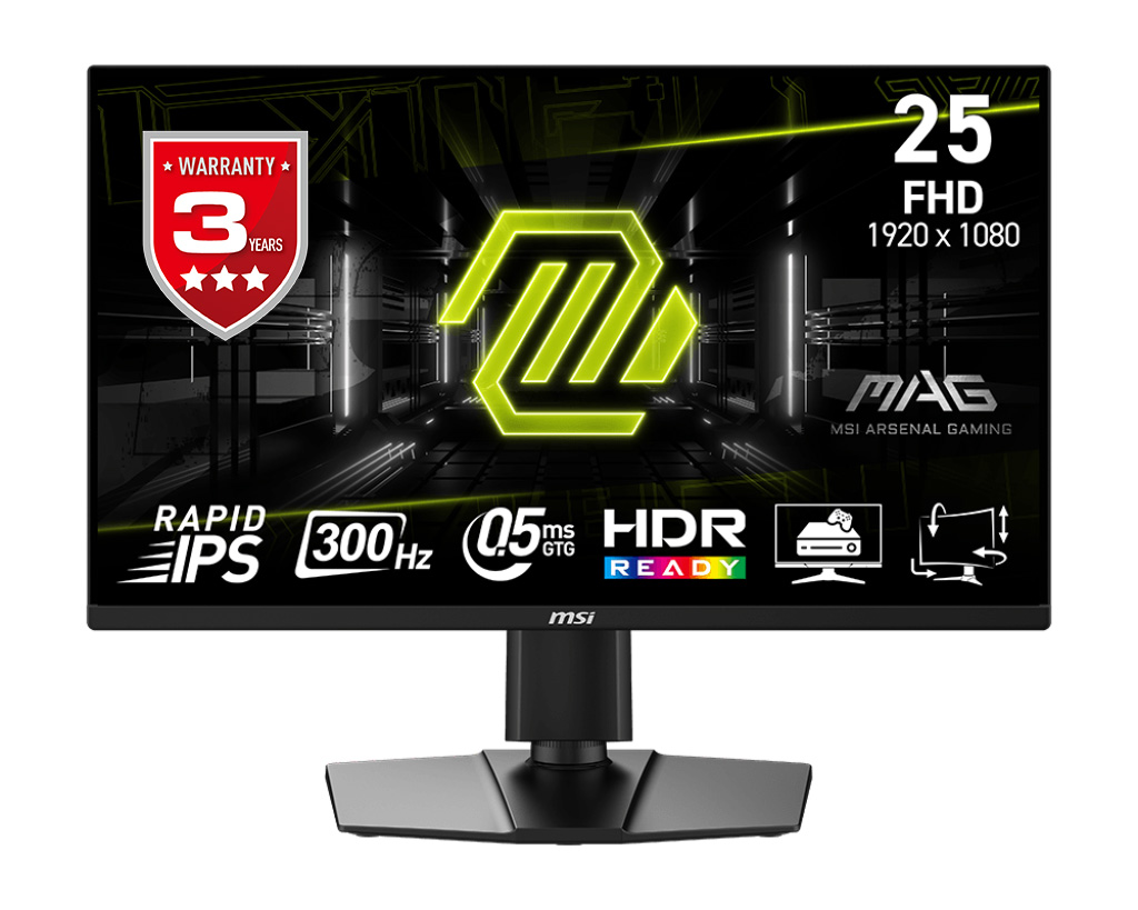MSI 24.5 MAG 255PXF 1920x1080 (FHD) 16:9 FLAT RAPID IPS 300HZ 0.5MS (GTG) FREESYNC PREMIUM PIVOT GAMING MONITOR