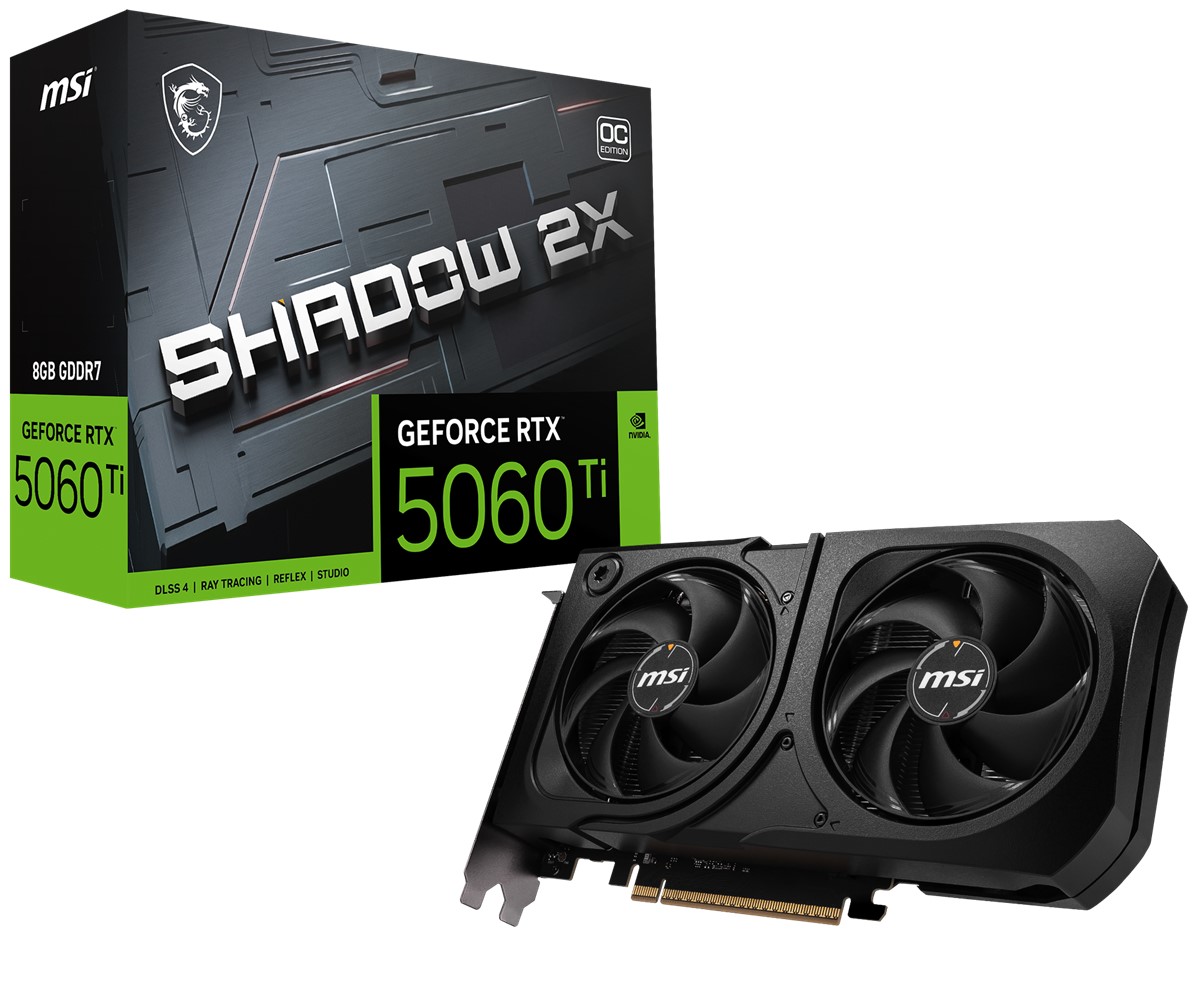 MSI VGA GEFORCE RTX 5060 TI 8G SHADOW 2X OC PLUS BULK RTX5060TI 8GB GDDR7 128B DX12 PCIE 5.0 X16 (3XDP 1XHDMI)