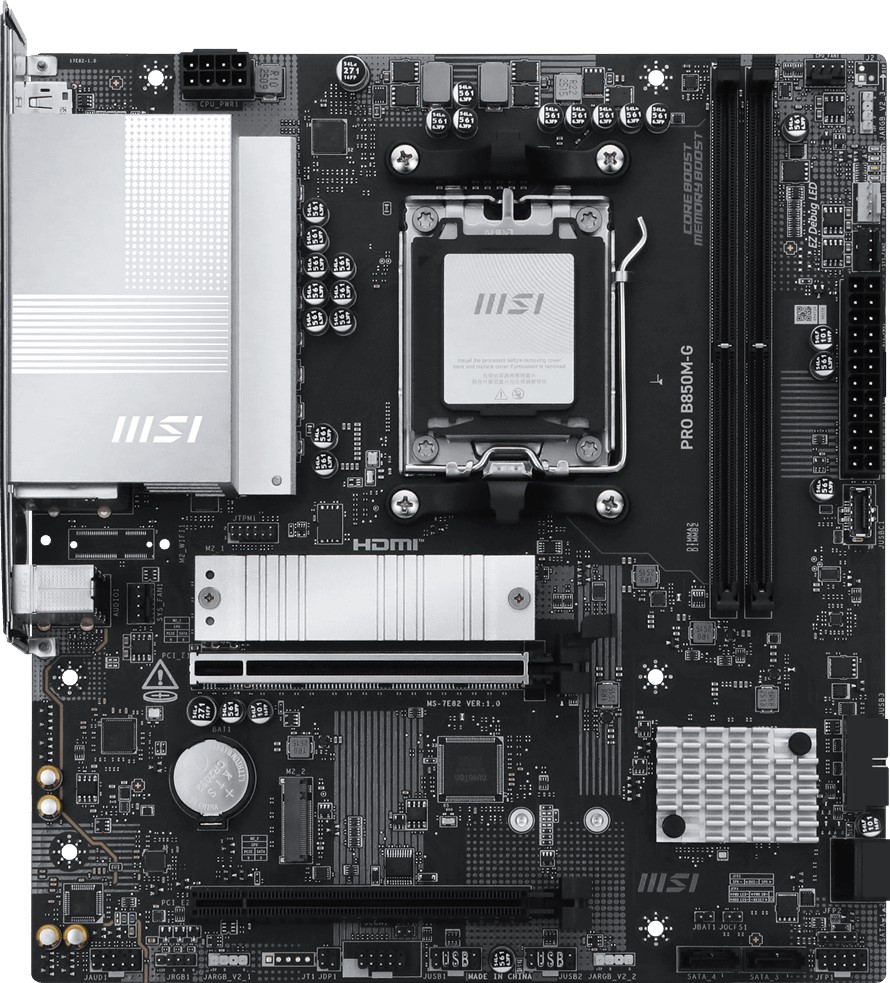MSI MB PRO B850M-G AM5 DDR5 8200MHZ(OC) HDMI DP 2X M.2 USB 10GBS 5G LAN MATX