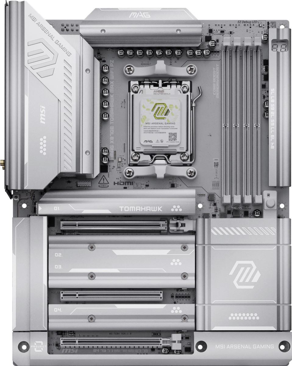 MSI MB MAG X870E TOMAHAWK MAX WIFI PZ AM5 DDR5 8400MHZ(OC) USB4 4X M.2 HDMI 2X DP 40 GBPS 5G LAN WIFI 7 RGB ATX