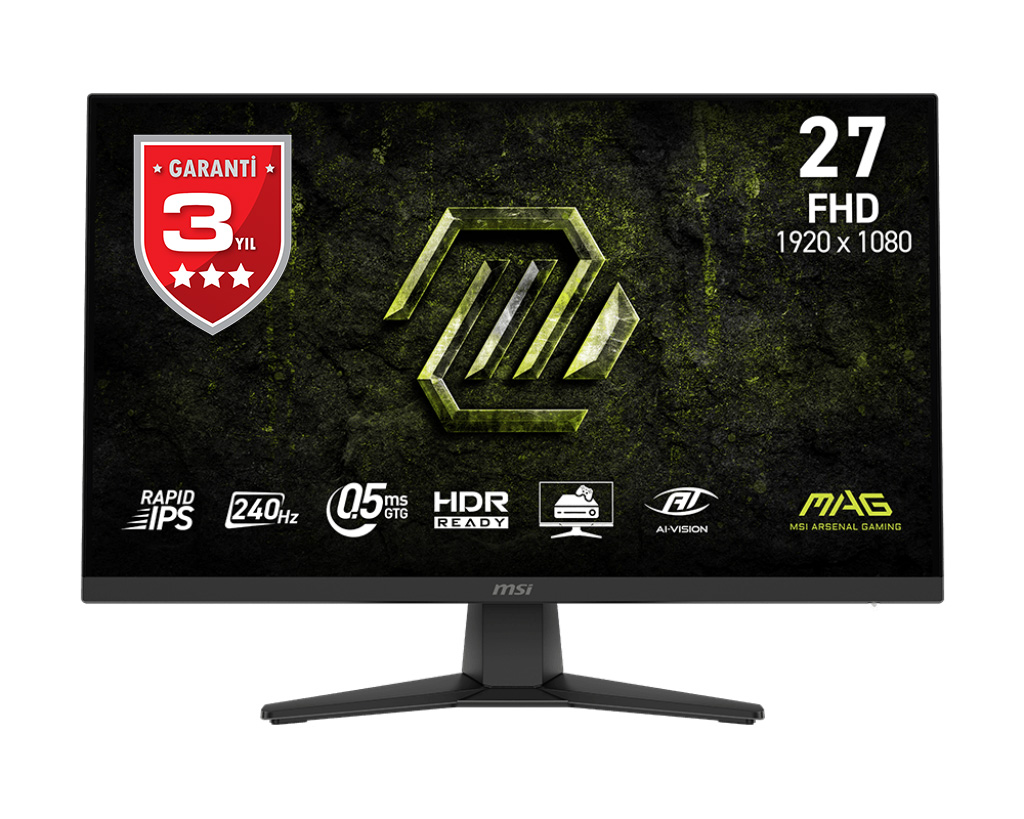 MSI 27 MAG 272F X24 1920x1080 (FHD) 16:9 FLAT RAPID IPS 240HZ 0.5MS (GTG) ADAPTIVE SYNC GAMING MONITOR
