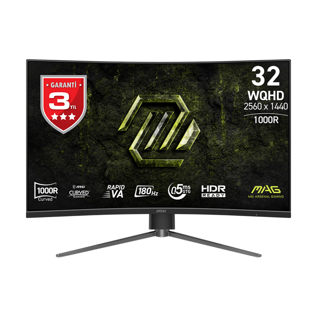 MSI 31.5 MAG 325CQPF E18 2560x1440 (WQHD) 16:09 CURVE 1000R RAPID VA 180HZ 0.5MS (Min.) ADAPTIVE-SYNC GAMING MONITOR