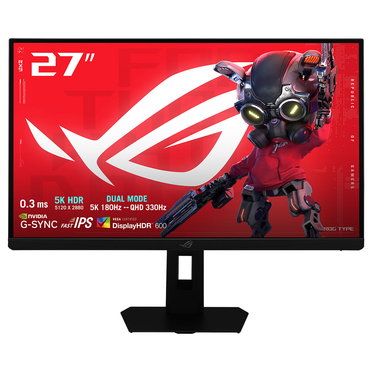 ASUS ROG STRIX XG27JCG 27 GAMING FAST IPS DUAL MODE FREESYNC VE G-SYNC UYUMLU HDR  5K 5120x2880 0.3ms 5K-180Hz/QHD-330Hz 350cd DP HDMI USB-C YOK VESA 3YIL DCI-P3 95%  ELMB  PİVOT  MONİTÖR