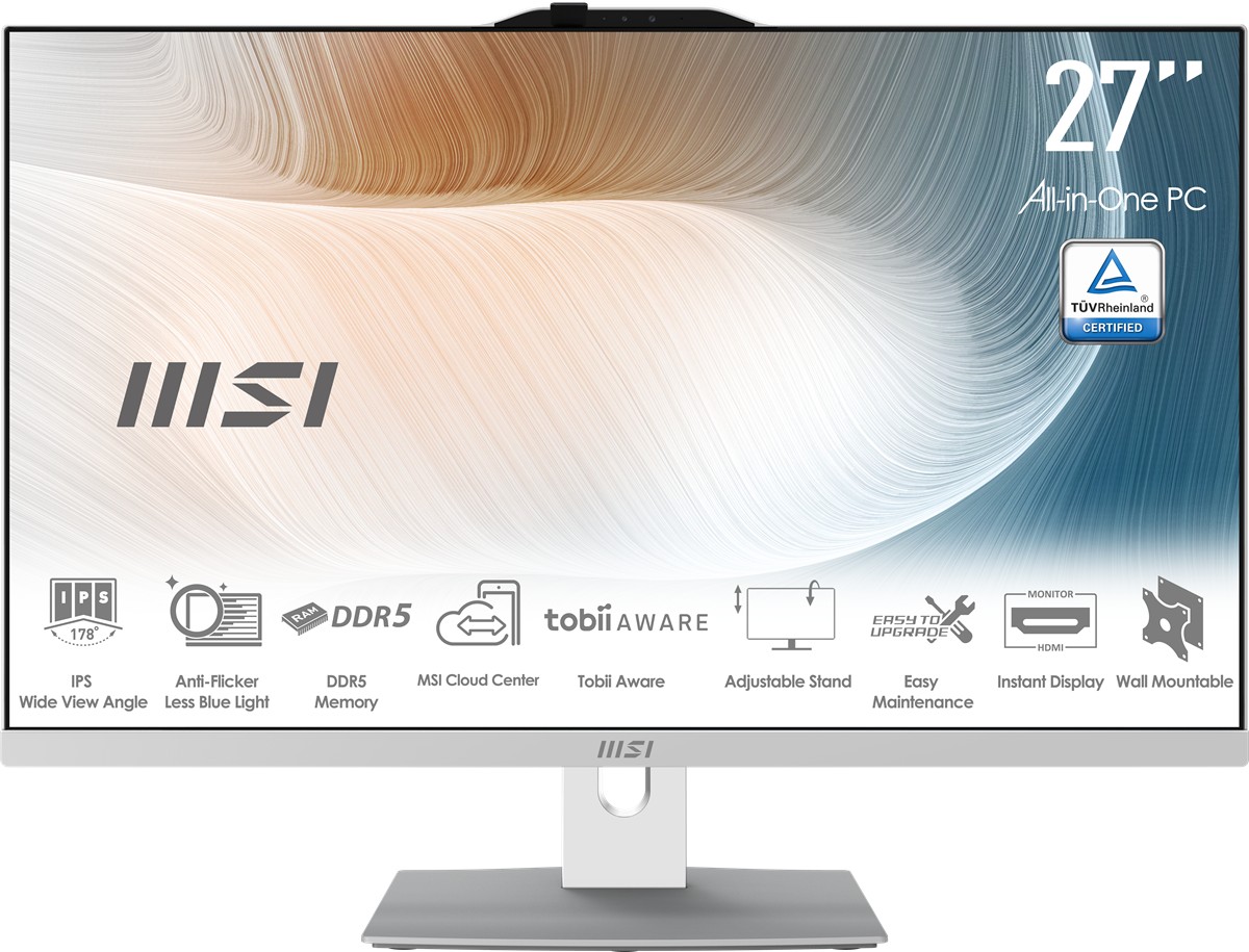 MSI MODERN AM272P 1M-1095XEU* 27 FHD 16:9 (1920X1080) CORE 7 150U 16GB DDR5 1TB SSD FDOS BEYAZ AIO PC