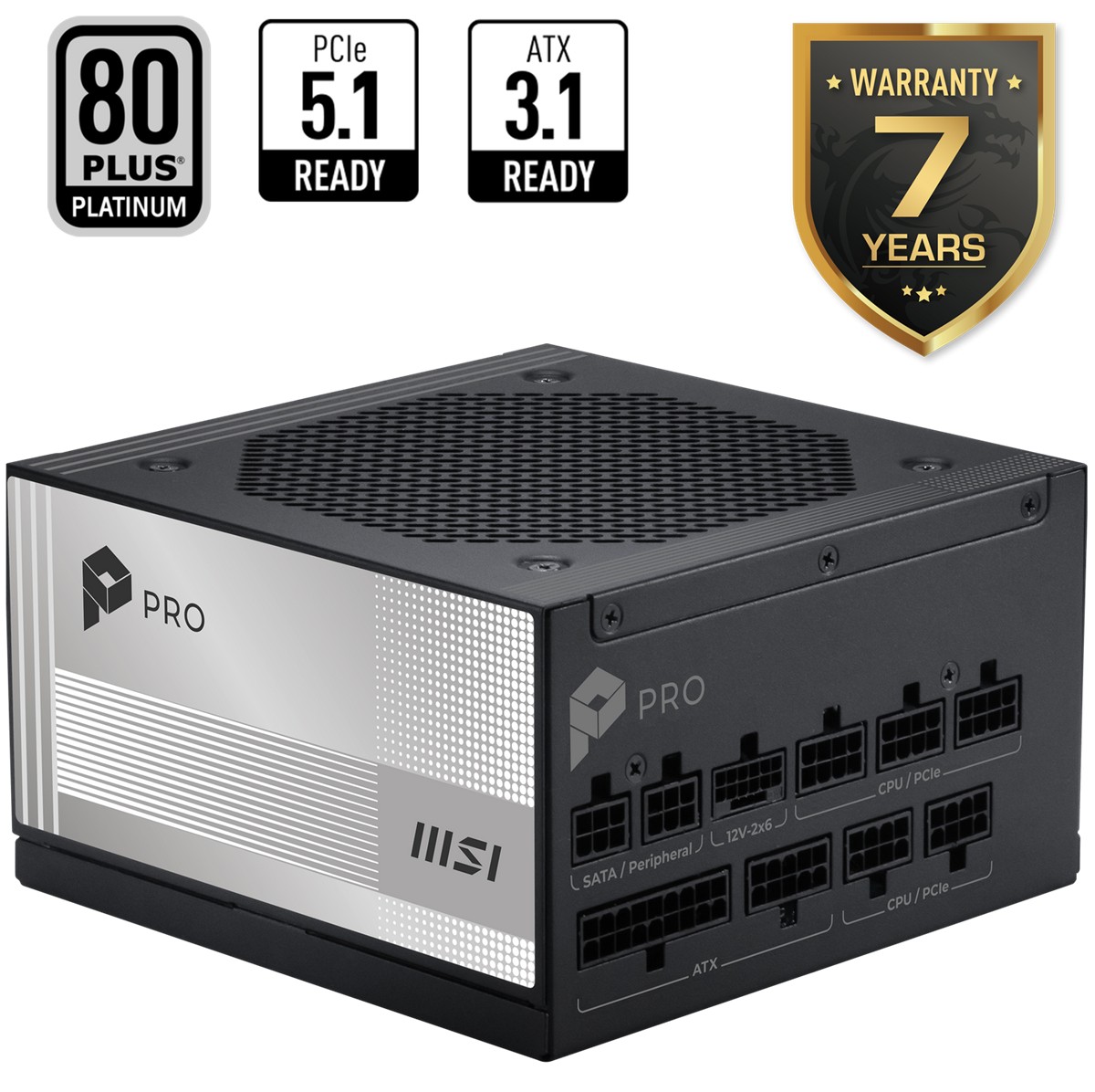 MSI PSU PRO A850PL PCIE5 850W 80+ PLATINIUM ATX 3.1 PCIe 5.1 POWER SUPPLY