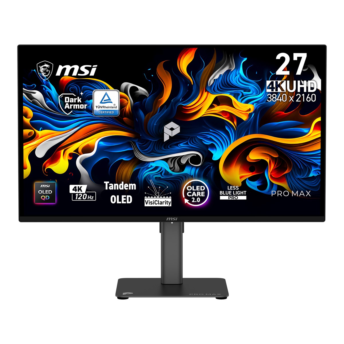 MSI 26.5 PRO MAX 271UPX12G 3840x2160 16:9 FLAT QD-OLED 120HZ 0.03MS (GtG) FREESYNC PREMIUM PRO PIVOT MONITOR