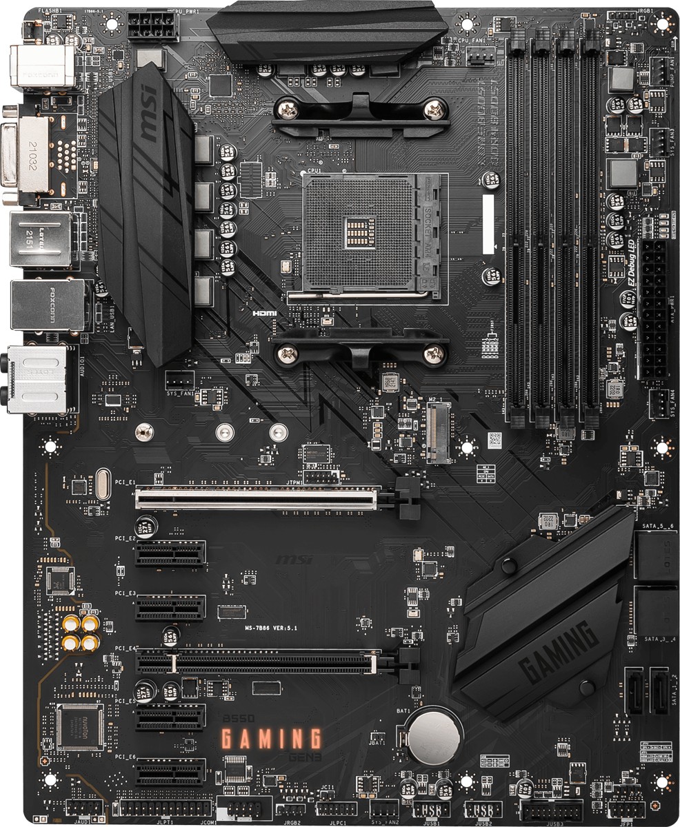 MSI MB B550 GAMING AM4 DDR4 4800(OC) HDMI DP 2x M.2 USB 10Gbps 1G LAN ATX
